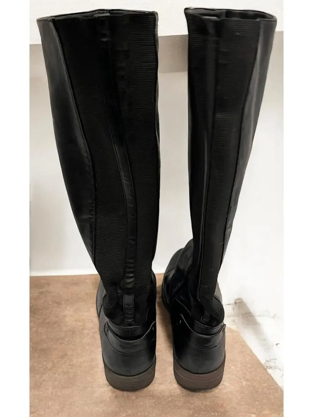 Bamboo Montage-77 Riding‎ Boots Womens 7.5 Black Leather Knee High Side Zip